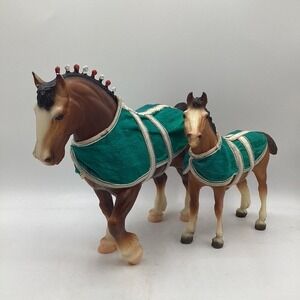 Breyer Horses Clydesdale Mare & Foal with Blankets 1983 USA